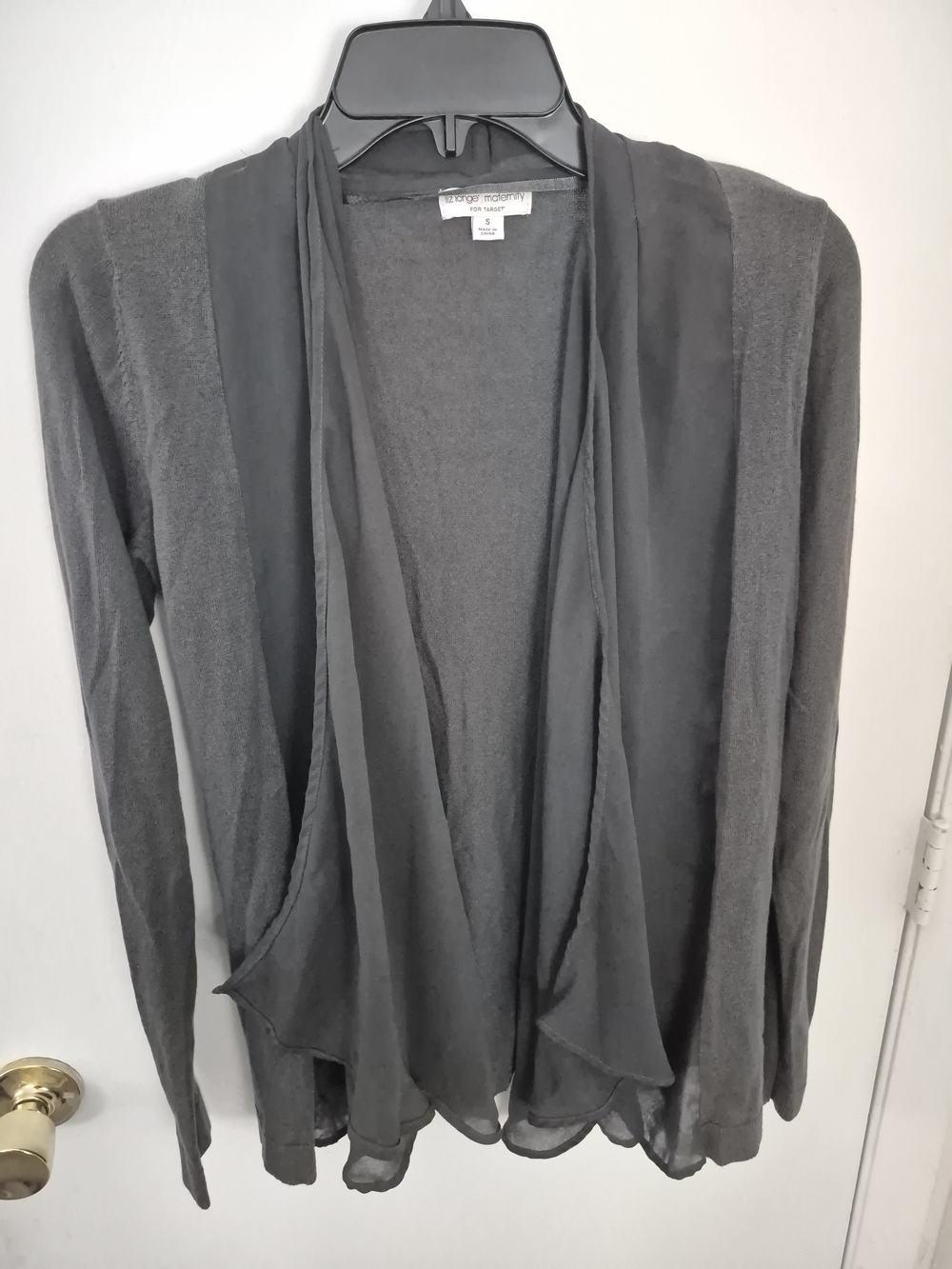 Liz Lange Maternity Gray Draped Open-Front Cardigan